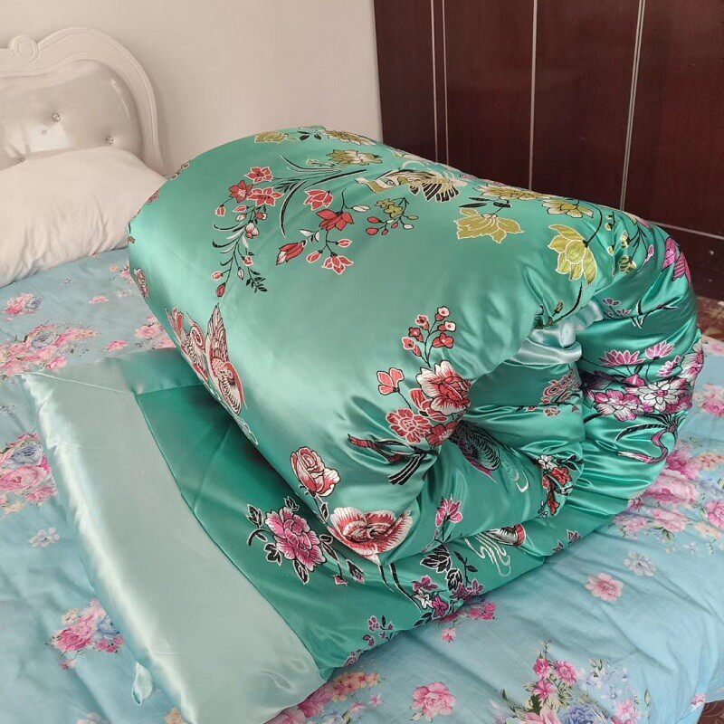 传统老式包边被子怀旧棉被结婚用绸缎喜被陪嫁大T红龙凤鸳鸯被子