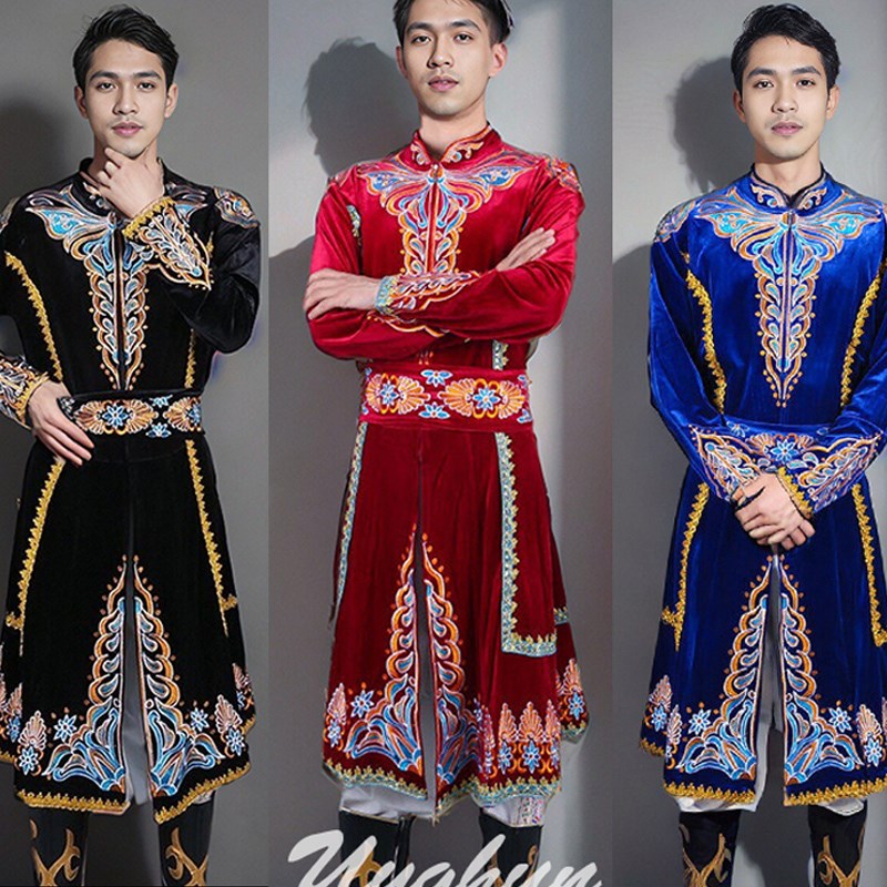 新疆男士成人维吾尔族服装帅气外套舞台表演民族V风演出服新款