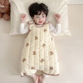 马甲睡觉护肚 防x踢被婴儿童背心秋冬款 宝宝冬季 加厚夹棉睡袋无袖