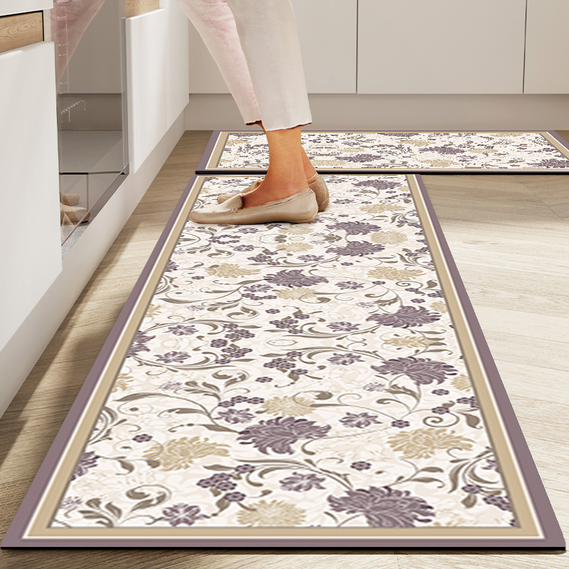 美式复古厨房地垫防滑防油可擦免洗pvc地毯防水S耐脏可裁剪脚垫子