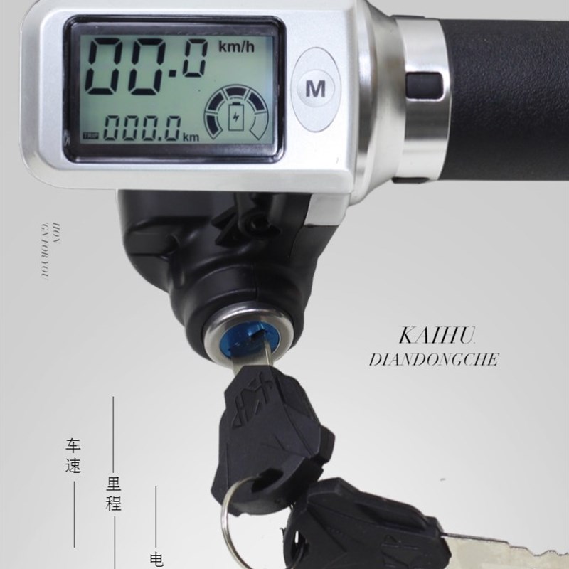 电动车36V48V加o速带电门锁液晶屏带电量显示速度码表里程调速转
