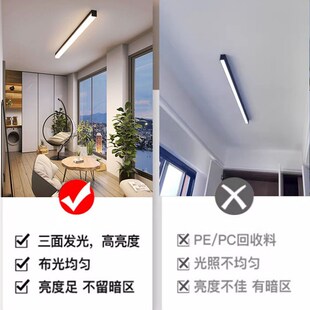 玻璃阳光b房专用长条灯吸顶灯智能遥控阳台灯防潮防虫耐高温雨棚