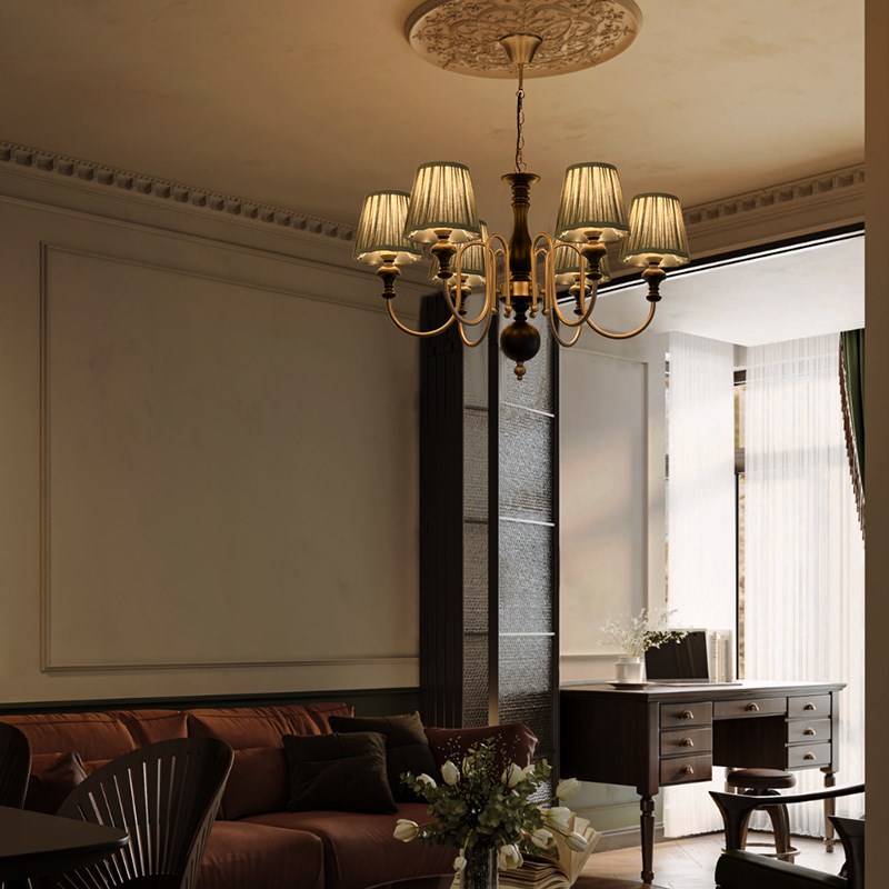 新款美式复古客厅k吊灯法式中古风主灯书房南洋风卧室餐厅吸顶灯