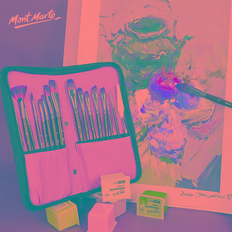 蒙玛特 油画笔套装美术丙烯水s粉笔刷子扇形排笔初学者手绘墙绘色