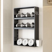 厨房置物架多f功能调料品架壁挂式 免打孔调味罐挂墙可调节收纳架