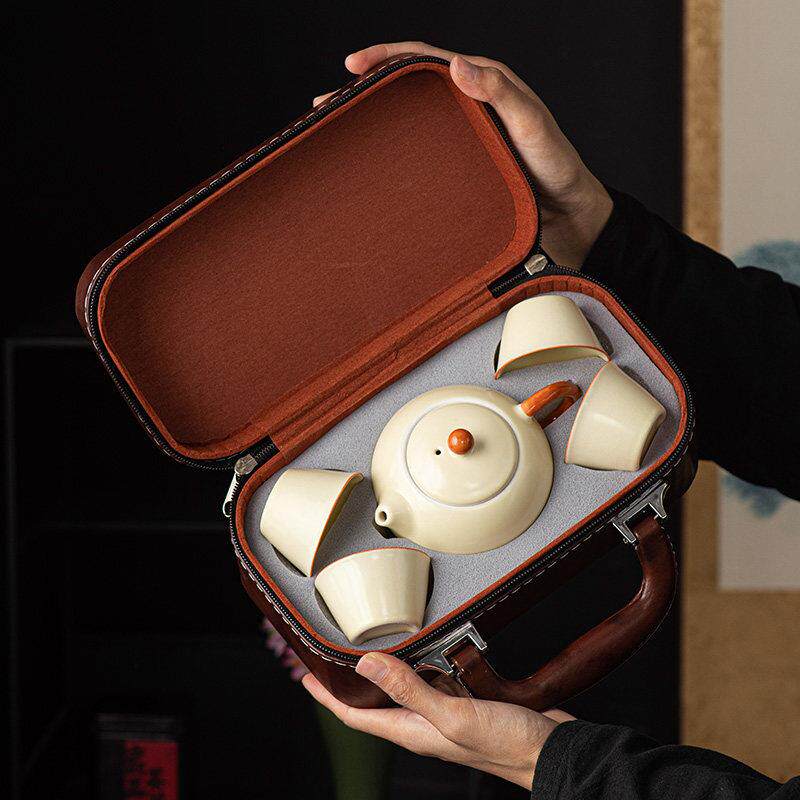 景德镇旅行茶具套装一壶四杯便携式户外露营陶瓷泡茶壶茶杯定制礼