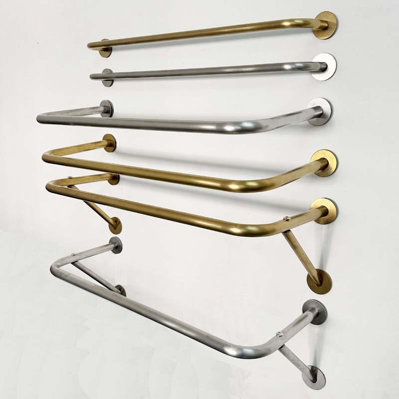 服装商店展示架不锈钢拉丝壁挂衣架侧挂金银色衣架壁挂