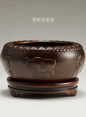 悟香缘 紫铜香炉纯铜底座彷古工艺品香炉底架纯铜圆型托架香插