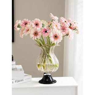 特别好看的花瓶法式覆古琉璃鲜花玫瑰花专用插花高脚客厅装饰摆件