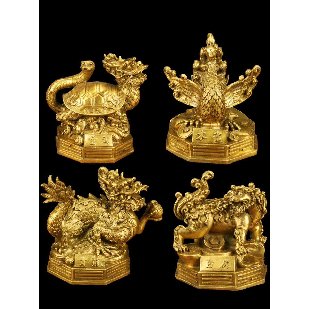 铜四神兽饰品铜绿龙白虎朱雀玄武铜方神饰品家居工艺礼品饰品