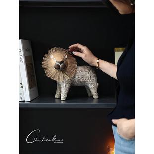 契阔家居客厅小狮子玄关装饰书桌摆件展示架轻奢高级氛围感好物