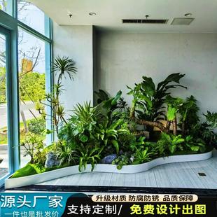 定制户外不锈钢花箱异形铁艺花盆室外摆花坛成品阳台弧形移动花槽