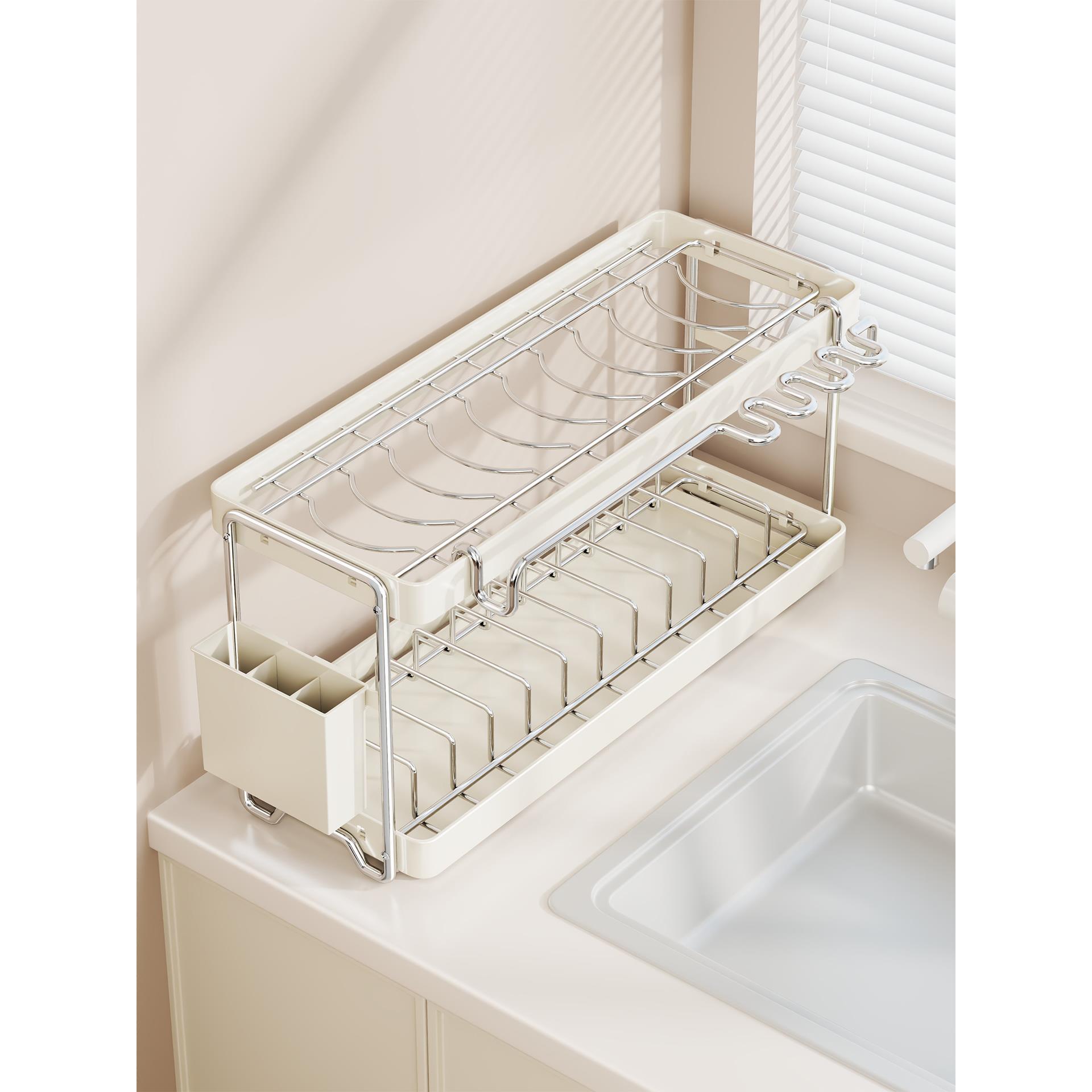 厨房置物架碗碟收纳架夹缝水槽边窄边沥水架台面放碗盘碗筷碗架子