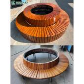 户外公园椅子凳子圆形休闲树椅定制不锈钢异形防腐木长凳花坛座