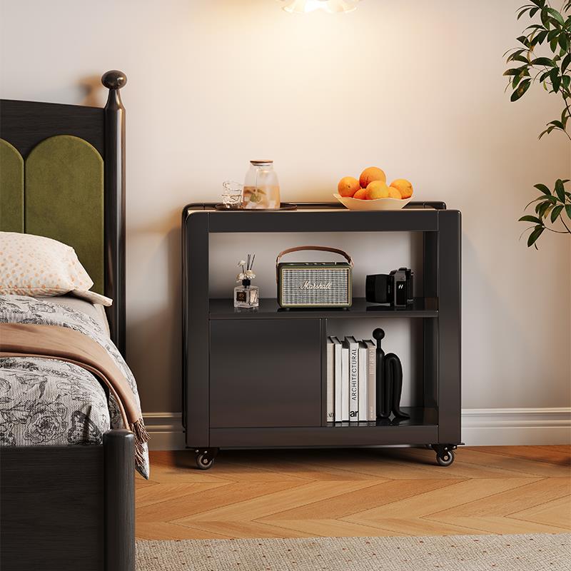 意式可移动边几茶几小户型客厅阳台小推车岩板多功能创意床边边柜
