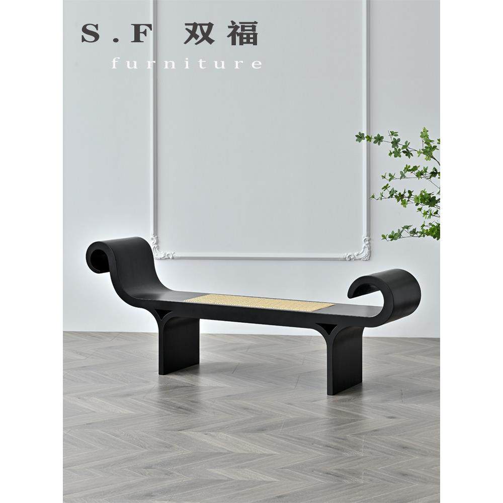 中世纪藤床凳创意设计客厅长凳入口覆古风格的换鞋凳B&B实木沙发,住宅家具,床尾凳/长凳,淘宝优惠券,粉丝福利购,淘宝优惠卷