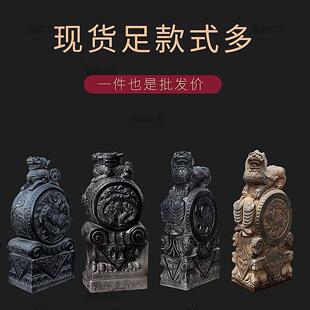 门墩抱鼓石一对青石墩貔貅彷古摆件门口庭院麒麟石鼓石雕门当户对