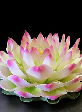 佛堂摆件莲花荷花供佛观音佛像供花佛桌彷真花仙堂装饰品大厅鱼缸