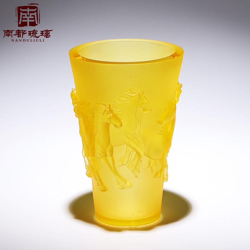 琉璃定制骏马生肖吉祥物花瓶水晶摆饰高级感小众客厅装饰品插干燥