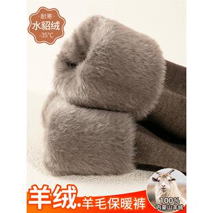 羊绒裤男款冬季加绒加厚保暖裤高腰修身一体绒针织羊毛裤女士棉裤