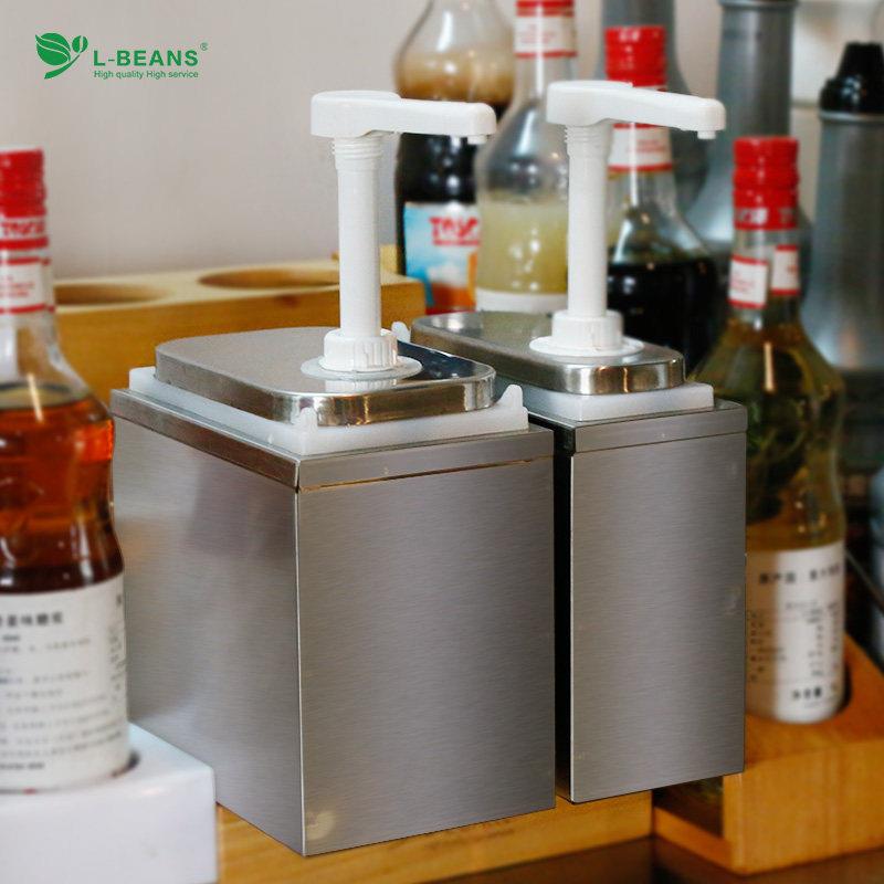 奶茶店糖浆瓶果汁压壶果酱泵手压式糖压壶塑料果糖机不锈钢酱汁泵
