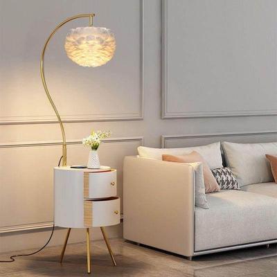 网红落地灯客厅沙发边轻奢茶几置物架北欧抽屉卧室床头柜一体台灯