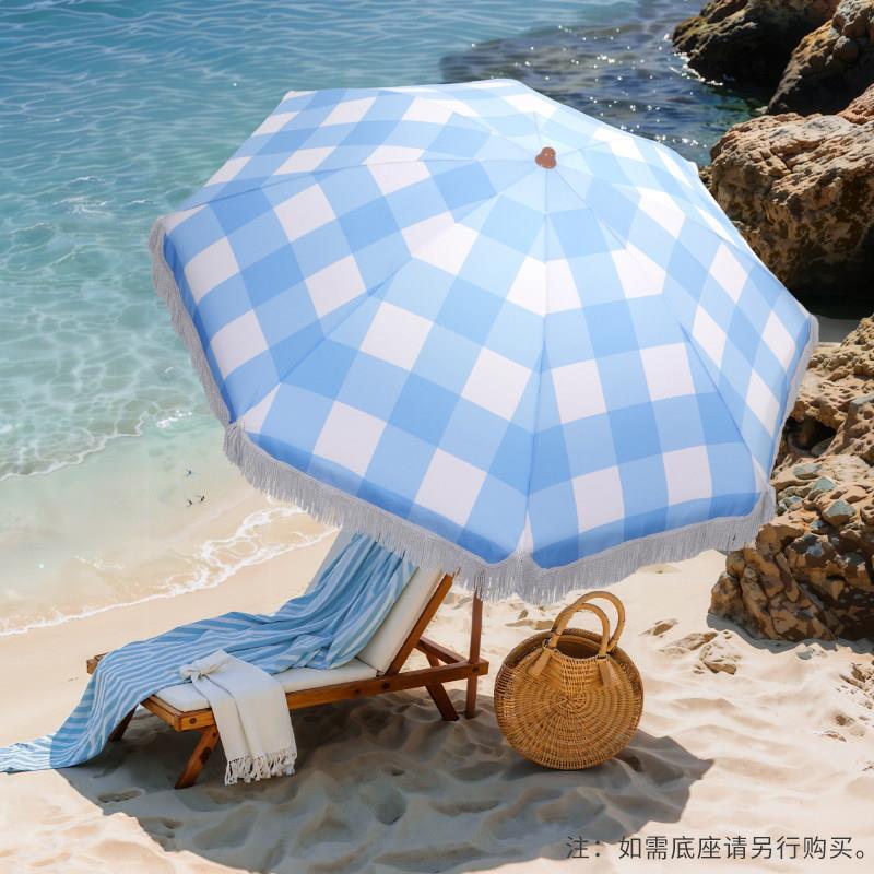 海边度假沙滩伞别墅庭院伞花边流苏伞太阳伞泳池防晒伞露台遮阳伞