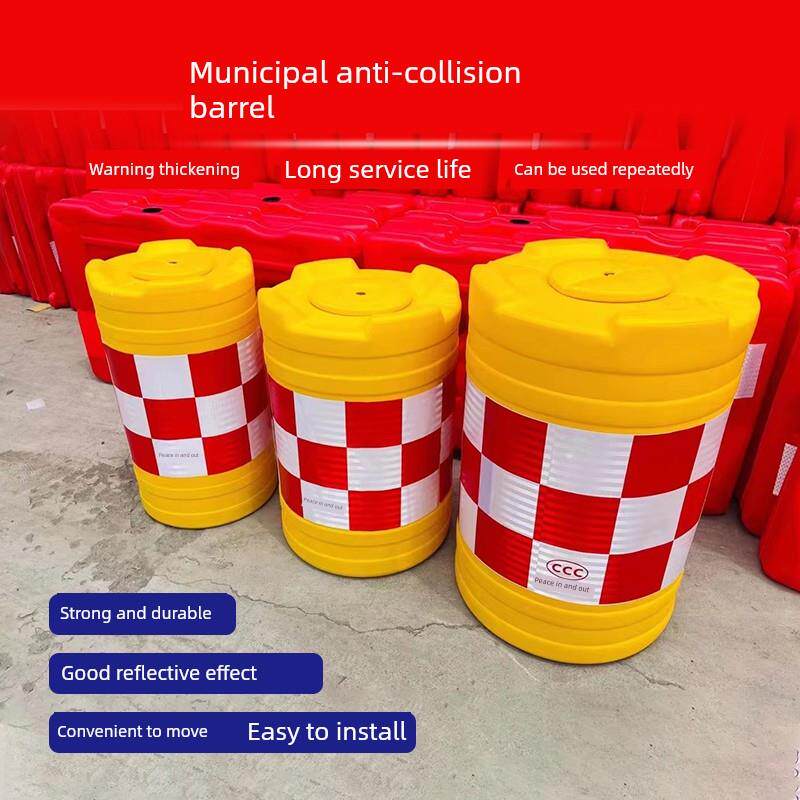 滚塑60*80水马防撞桶圆柱型反光膜注沙桶警示隔离墩公路道路沙桶