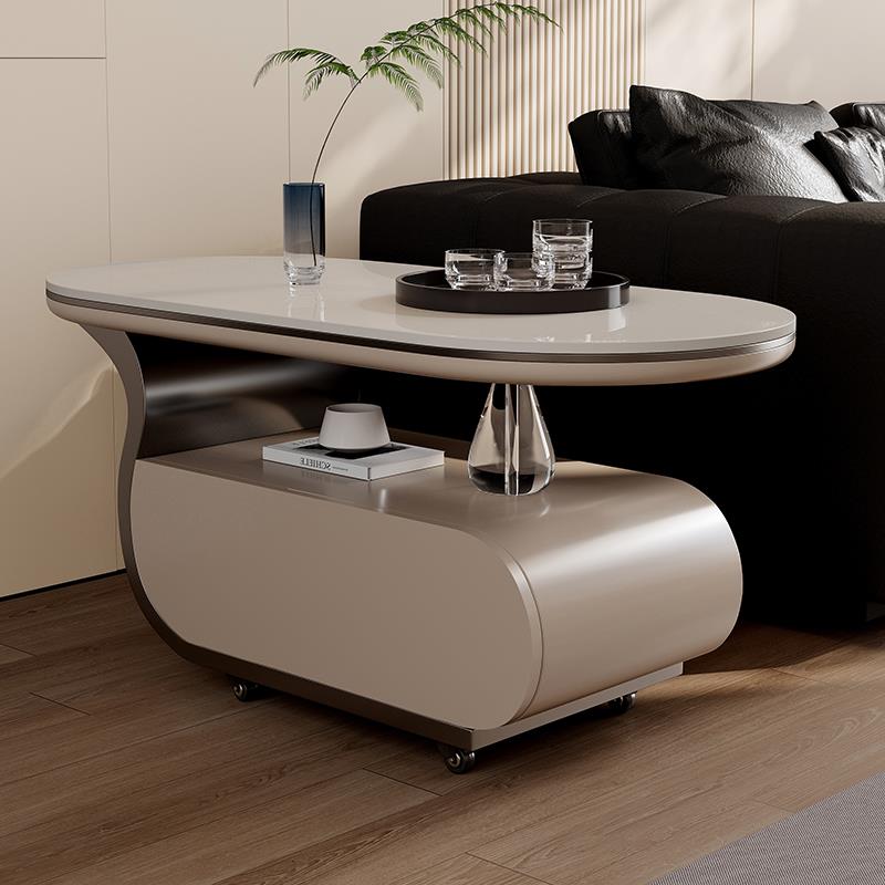 岩板茶几边几茶几轻奢高级感客厅可移动小户型推车2025带轮子家用