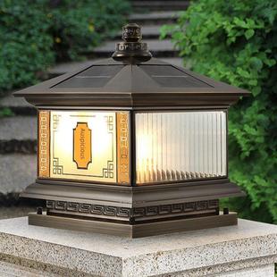 全铜太阳能柱灯,户外壁挂式庭院灯,别墅花园灯,中式门柱灯,门