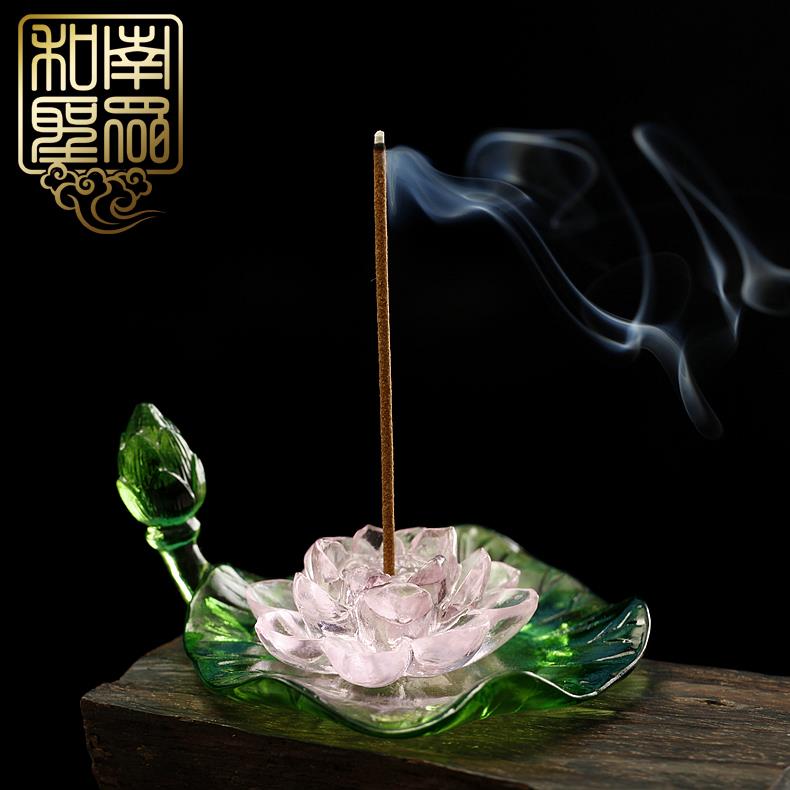 家用室内装饰品檀香香炉七宝琉璃香炉粉莲香炉琉璃莲花塔香炉