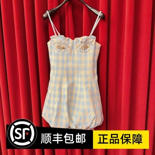 春格子花苞连衣裙 LF25C31S0263 fame拉飞姆国内专柜代购