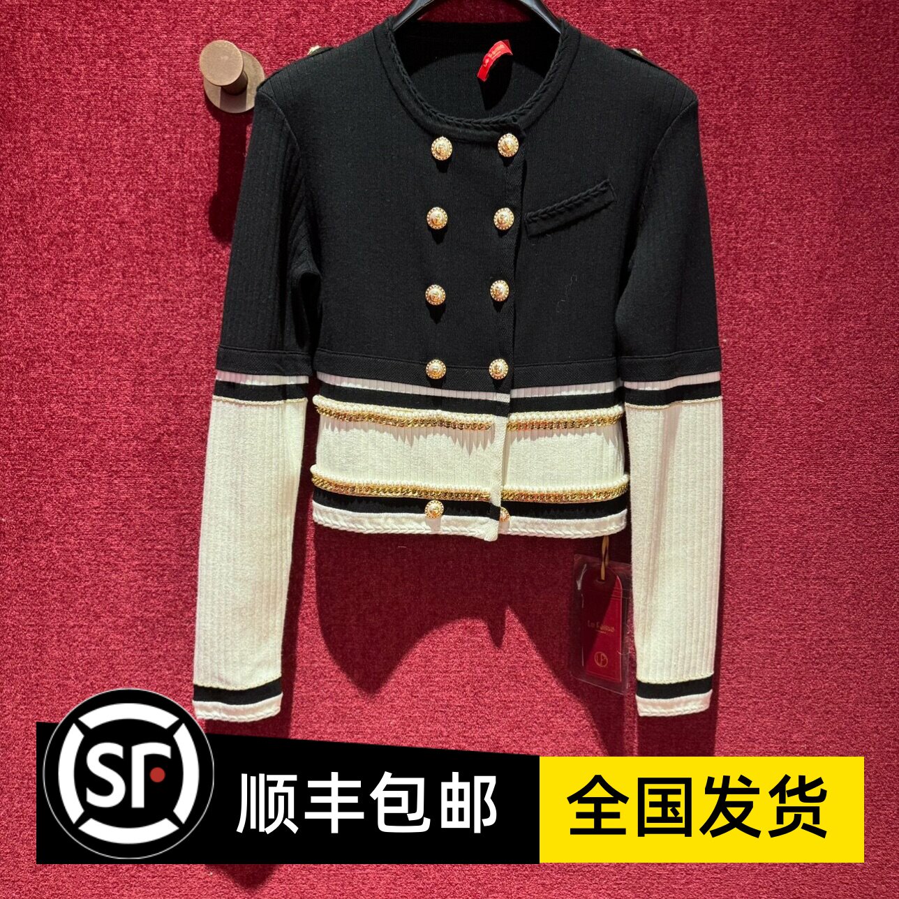 LeFame 拉飞姆国内专柜代购24春  黑白链条珍珠上衣 LF24C31ZM103