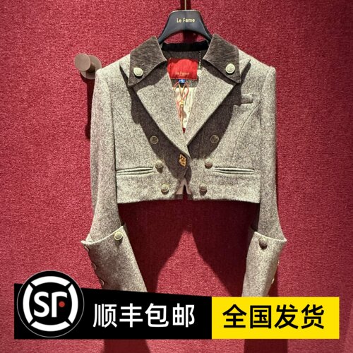 Le fame拉飞姆国内专柜代购 24秋 撞色领短外套LF24Q41SC024