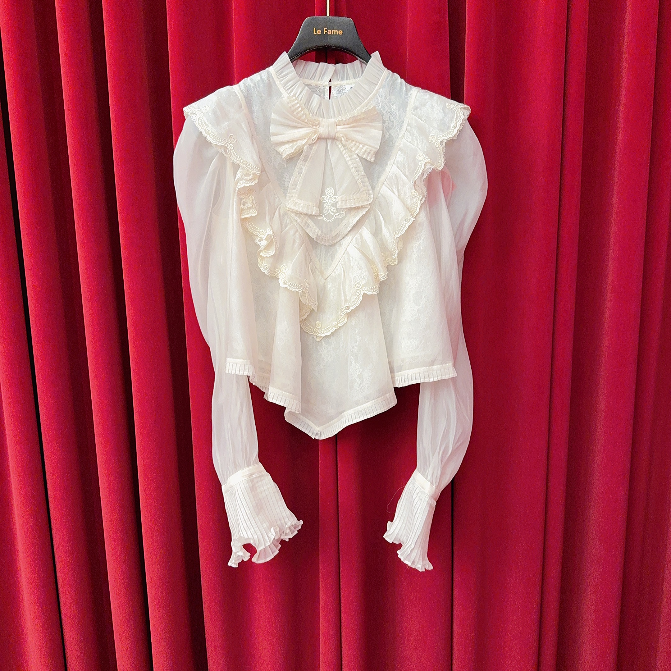 Le fame拉飞姆国内专柜代购 26 春宫廷风欧根纱上衣 LF26C01SB216