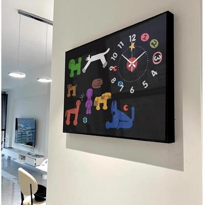 多巴胺电表箱装饰画 画趣味卡通时钟电闸开 关盒遮挡画 画带钟表