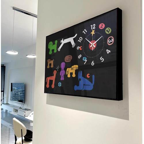 多巴胺电表箱装饰画 画趣味卡通时钟电闸开 关盒遮挡画 画带钟表