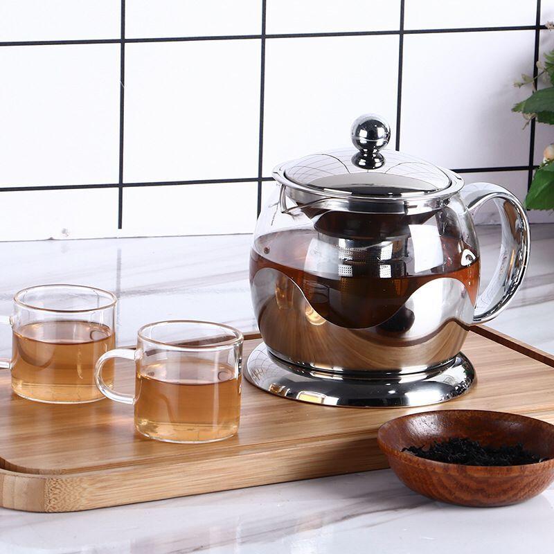 加厚耐热玻璃泡茶壶不锈钢过滤冲茶器家用饭店餐厅红茶花茶壶茶具