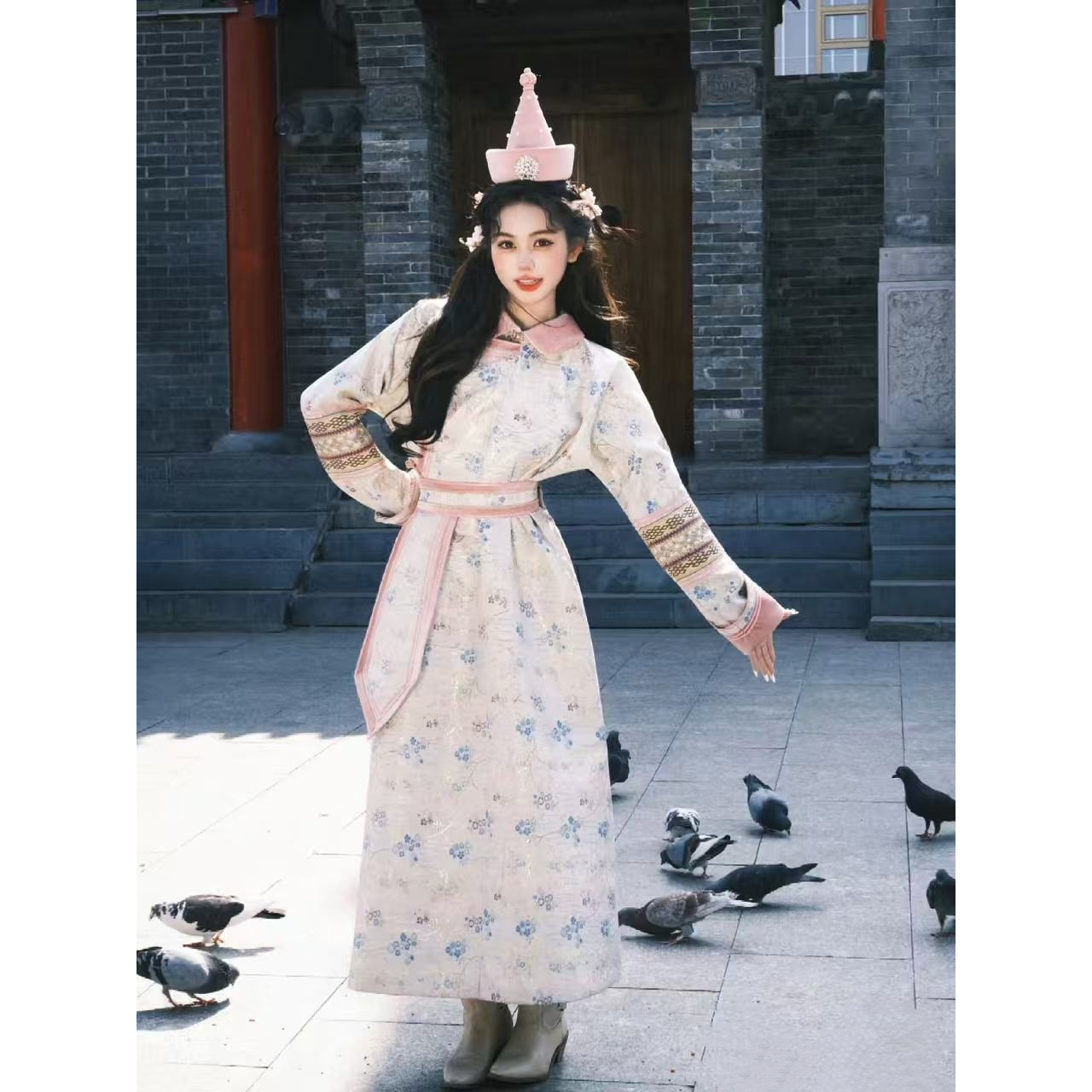 新款蒙古服装女款蒙古族少数民族舞蹈演出服旅拍写真秋冬日常穿搭