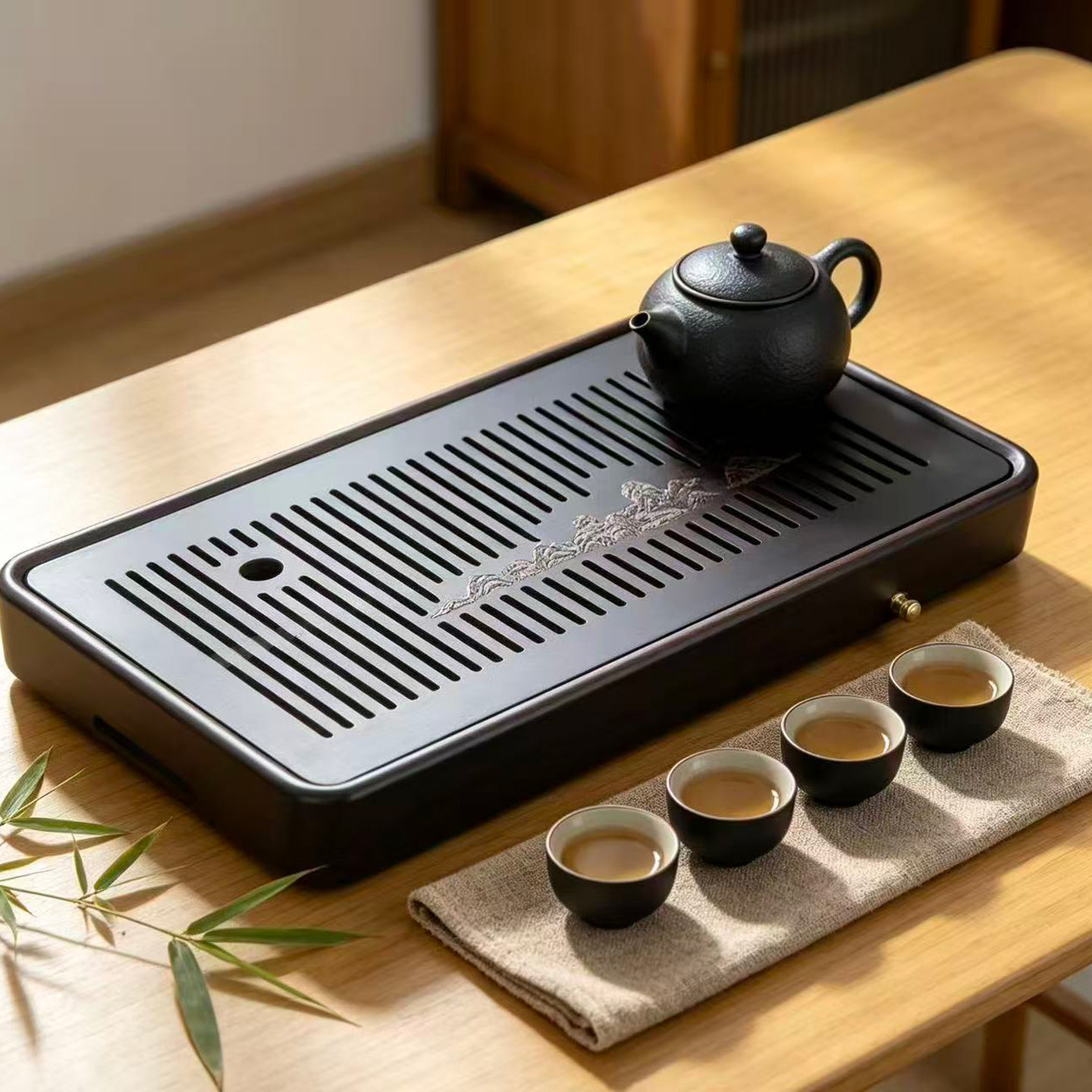 杰晟花梨实木干泡储排两用茶盘图片