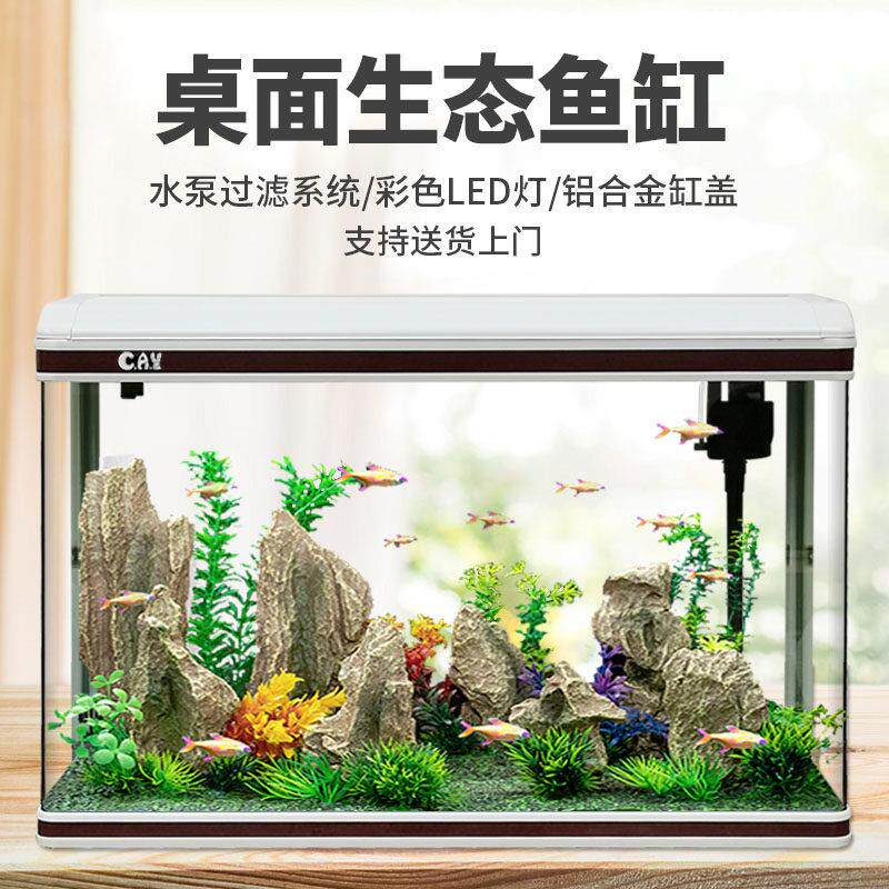 鱼缸客厅大型懒人免换水长方形家用鱼缸中型玻璃生态金鱼缸水族箱