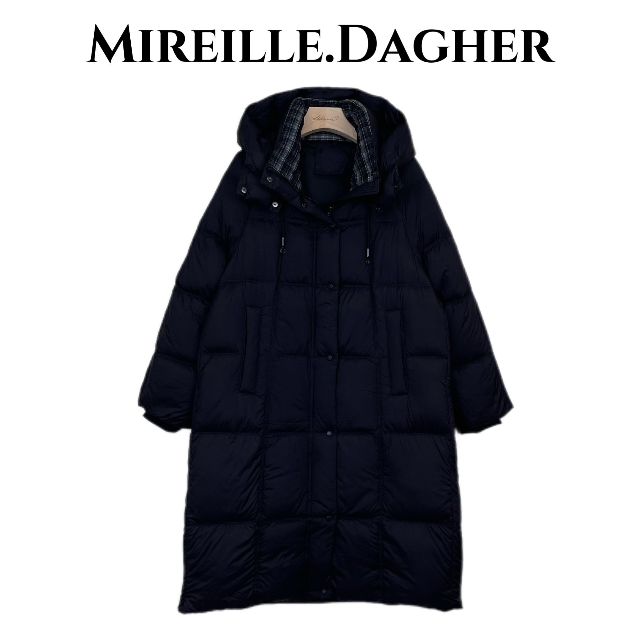 米莱黛格2025新款时尚拼格子连帽休闲百搭保暖羽绒服外套29549