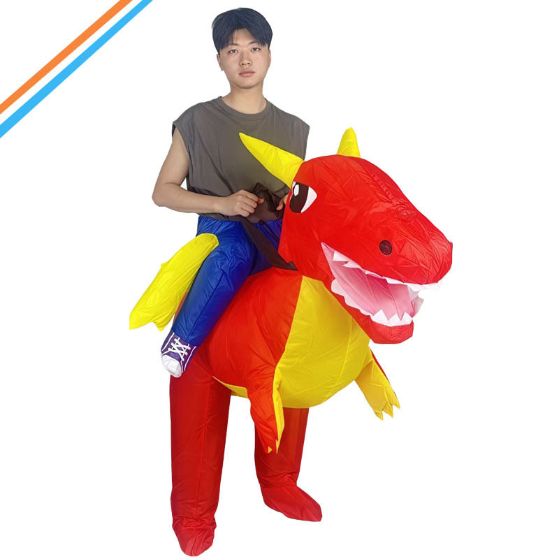 红色翼龙充气服恐龙充气服搞怪半身款骑行款恐龙造型气氛服装搞怪
