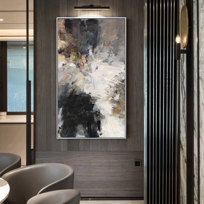 现代黑白抽象墙面艺术画 帆布画客厅卧室家居装饰画 无框画画芯图片