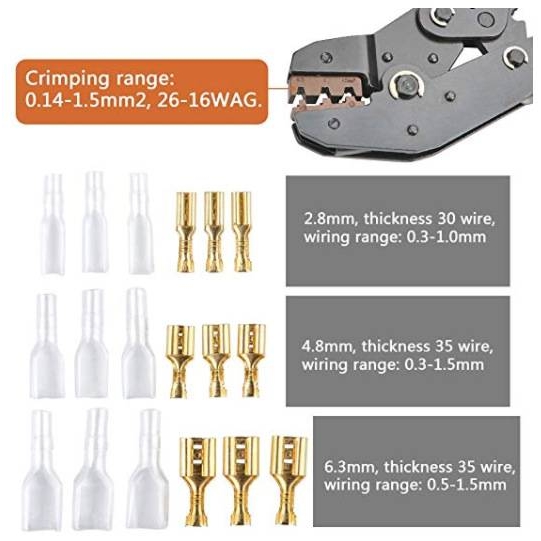 150Pcs母铲卷曲端子套件配48b卷曲器工具0.14-1.5mm 26-16WAG卷曲