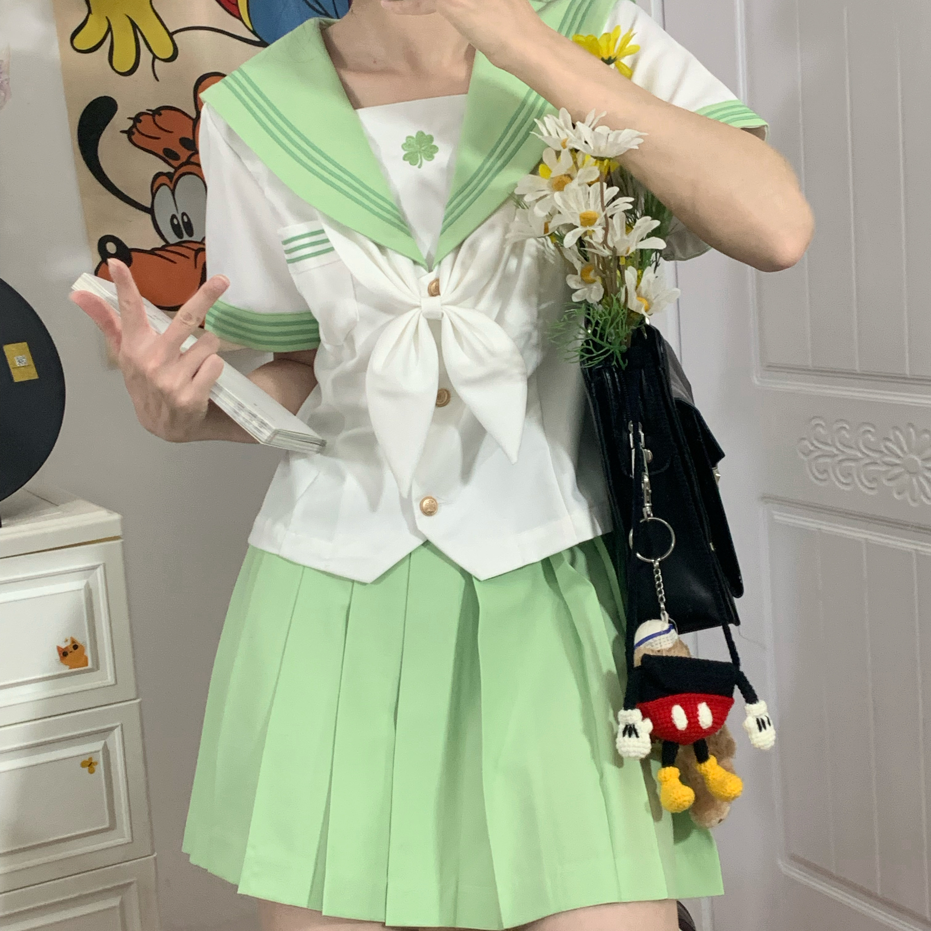 茶茶家原创收腰水手服夏日系正统