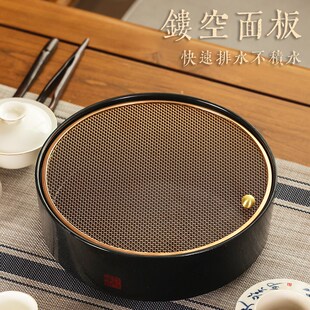 家用旅行电木茶盘圆形不锈钢储水小型干泡台茶具托盘排水 2024新款