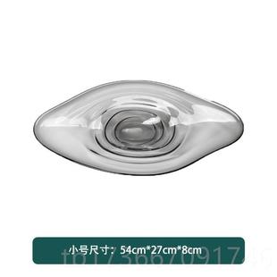 高档波纹琉璃果家用客厅颜茶几摆件高致端精高值玻璃盘水果盘轻奢