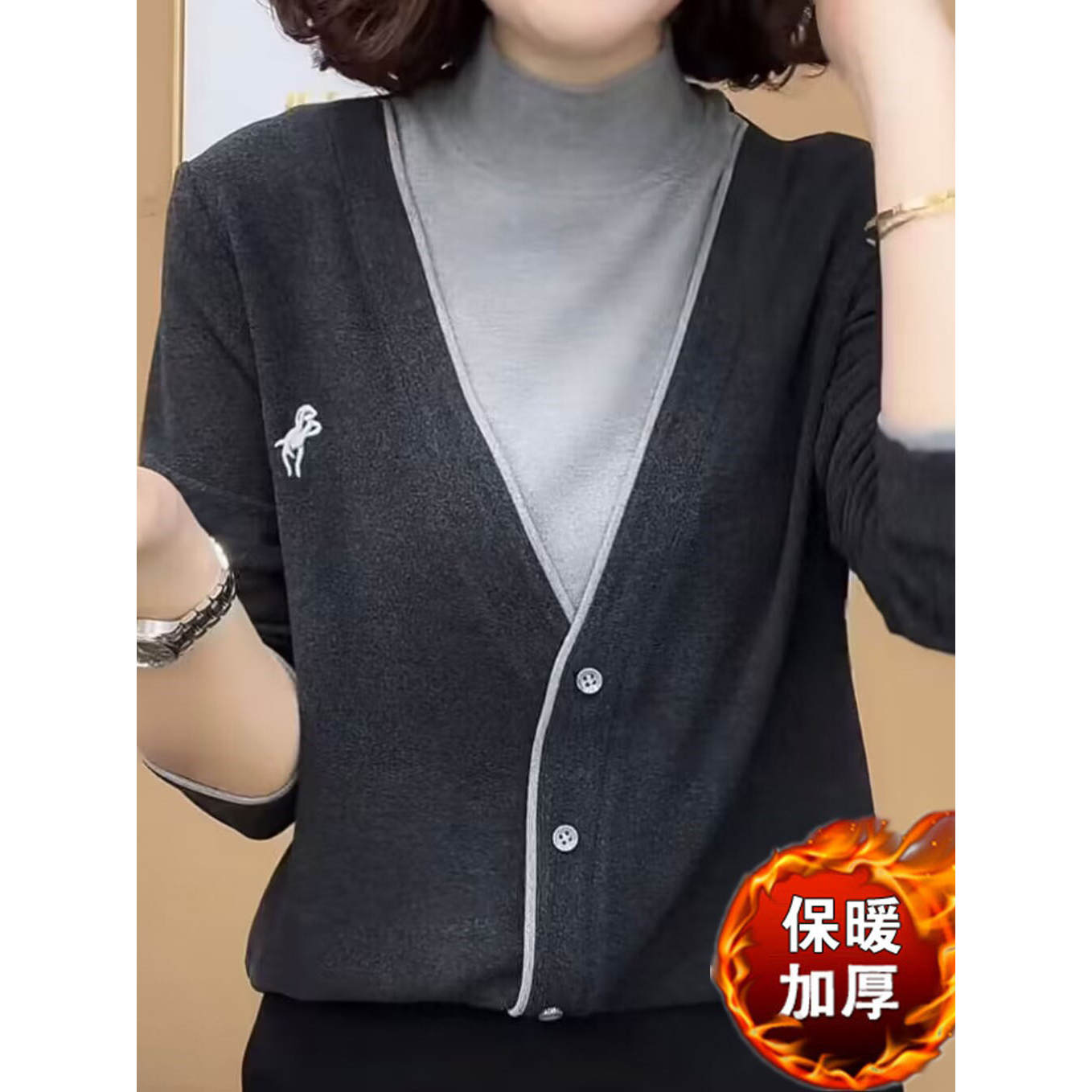 中老年女装洋气百搭加绒妈妈衣服