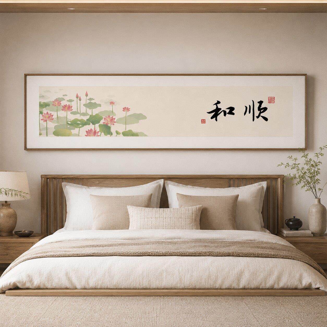 和顺如意字画新中式客厅茶室挂画寓意好禅意装饰画喜鹊民宿墙壁画